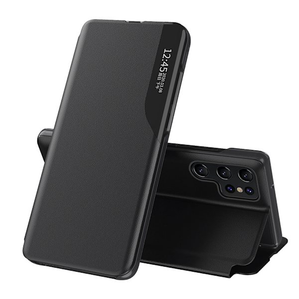 Keinonahkakotelo telineellä Samsung Galaxy S24 Ultra - Musta