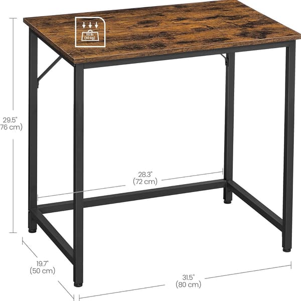Skrivebord 80 cm – Rustik brun/Sort