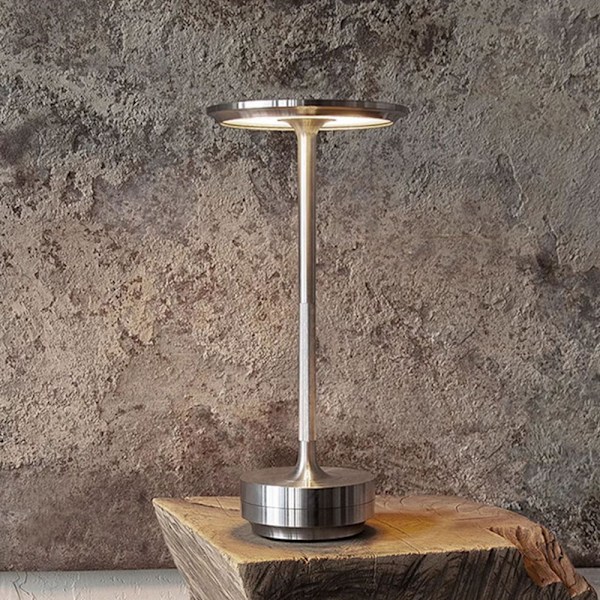 Bordlampe/natlampe med touch-kontrol og USB-opladning - Sølv