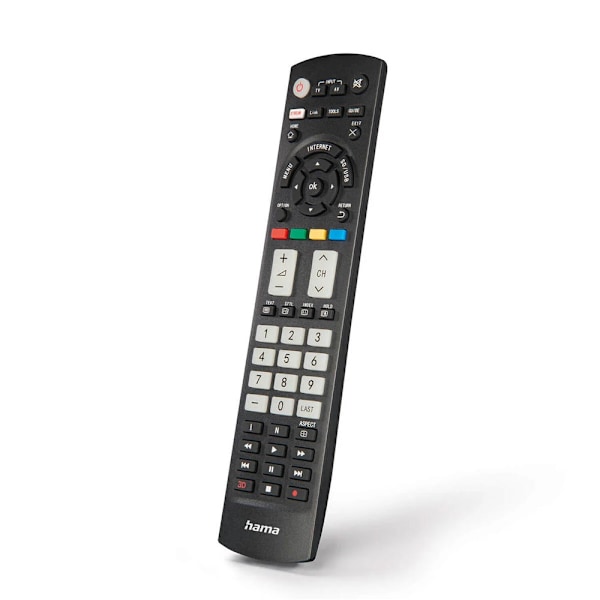 Yleiskaukosäädin Panasonic TV:lle, jossa on luminesenssipainikk musta