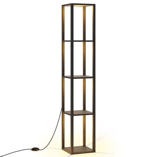 Gulvlampe med hylder og dæmpbart LED-lys