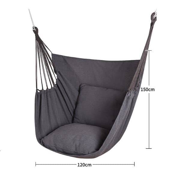 Hängstol med 2 kuddar - Grå / hänggunga stol / hammockstol