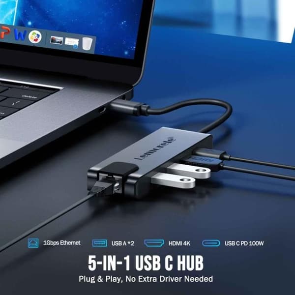 Lemorele TC24L 5-i-1 USB-C-dockningsstation / USB-C-hubb med 4K