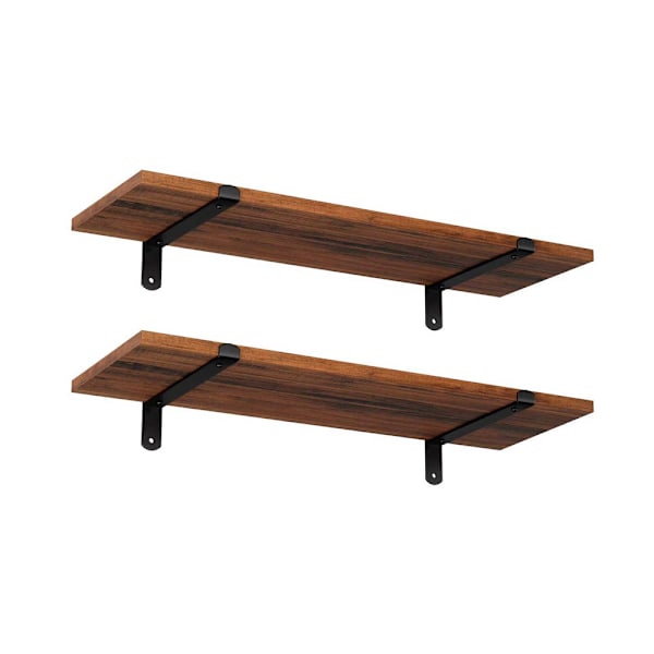 Væghylder i træ 60 cm 2-pak - rustik brun