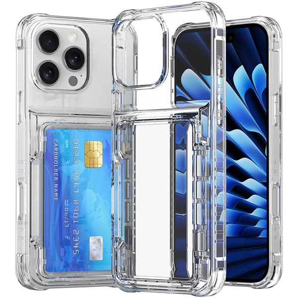 Bagcover med kortplads og stander til iPhone 15 Pro Max