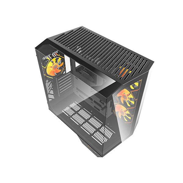 Darkflash DY470 Datorchassi med 4 ARGB fläktar - Svart