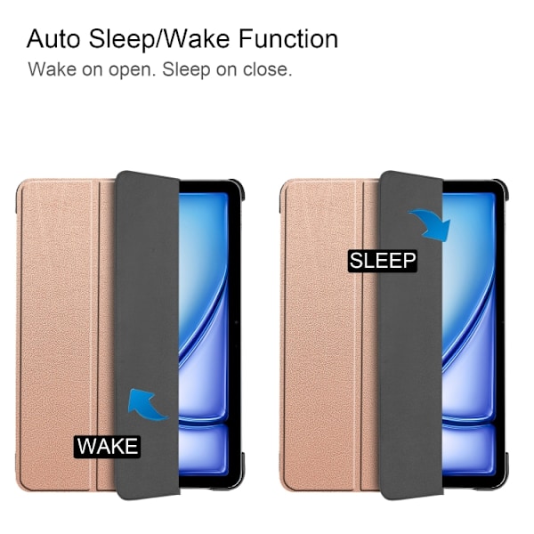 Keinonahkakotelo jalustalla iPad Air 13 (2024) - RoseGold - Ros