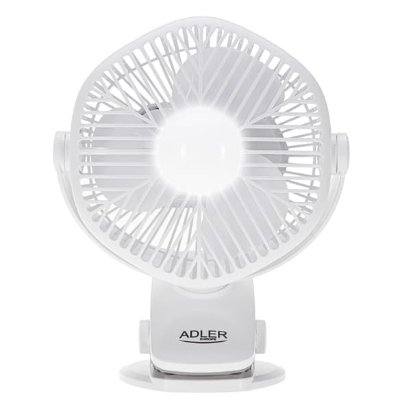 Genopladelig ventilator med klemme - Hvid / Ventilator med klem