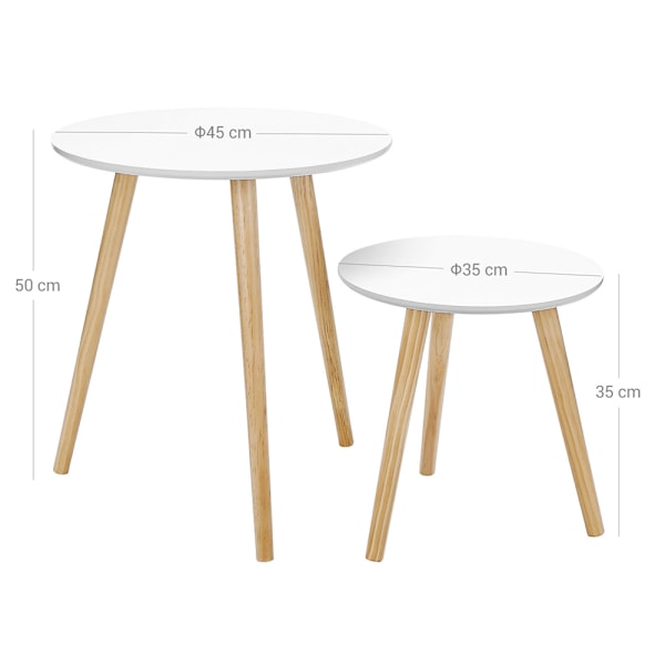 Pöytä, jossa on massiivipuujalat - 2-pack Valkoinen/Puu