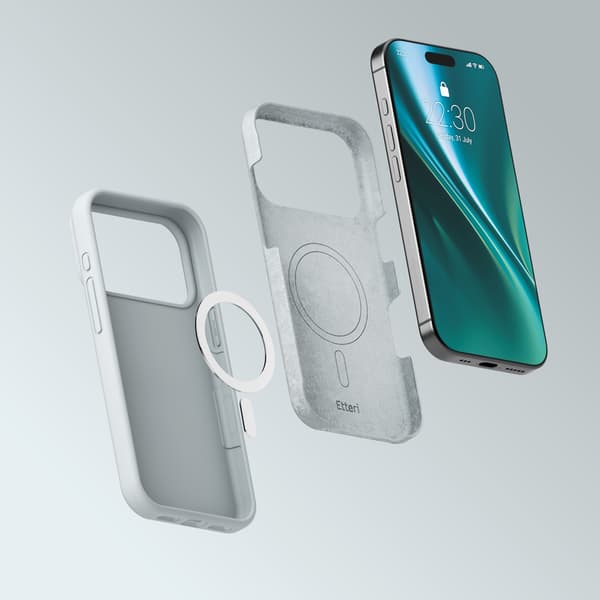 Etteri silikone MagSafe-etui i sølv til iPhone 17/18 Pro / Sili