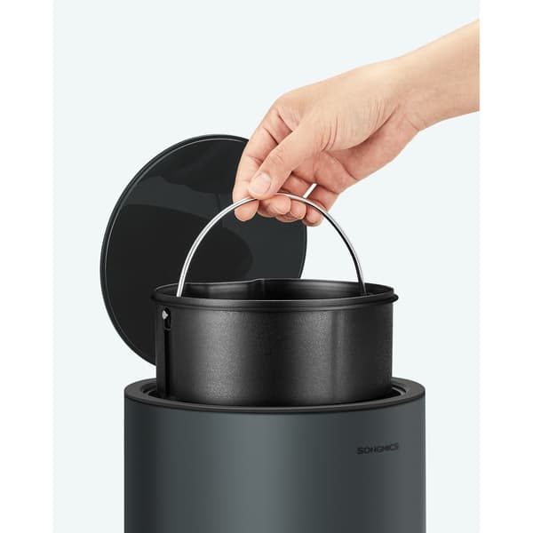 Soptunna för badrum med lock och mjukstängning 3L - Grå/Svart