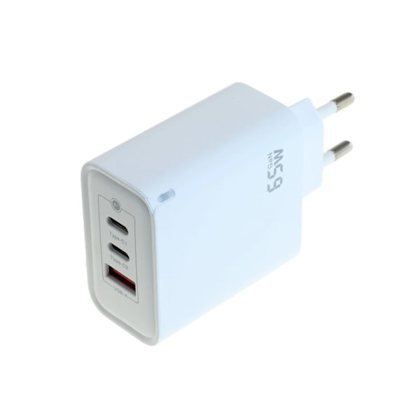 USB-laddare med GaN-teknik, 2x USB-C PD och 1x USB-A – upp till