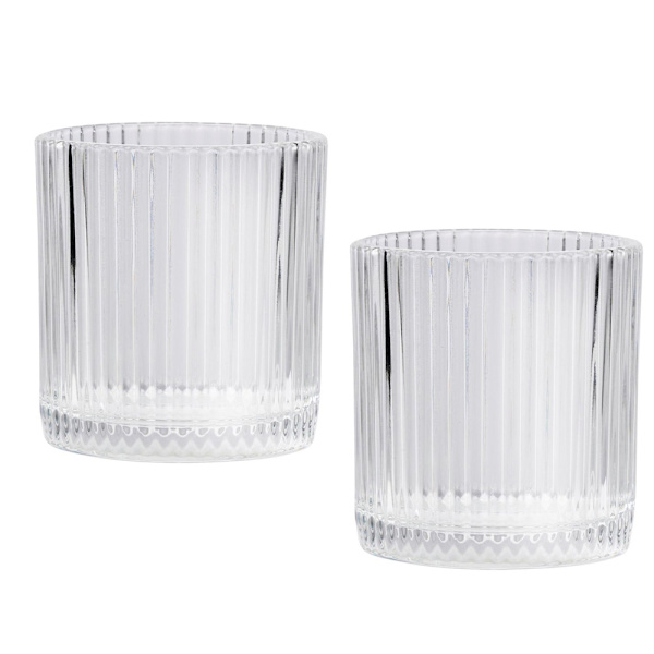Ribbat dricksglas 320 ml 2-pack / räfflat glas för vatten och d