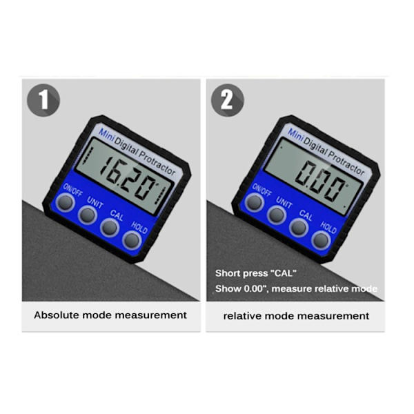 Digital vinkelmåler med magnet og display