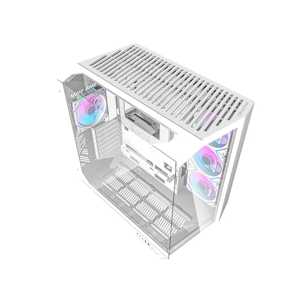 Darkflash DY470 computerchassis med 4 ARGB-blæsere - hvid