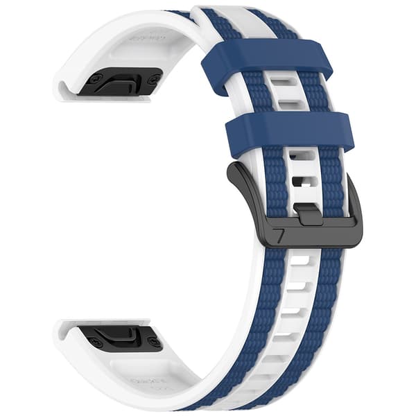 Silikonearmbånd til Garmin Fenix 8/7X Pro (22 mm) – Hvid/Blå /