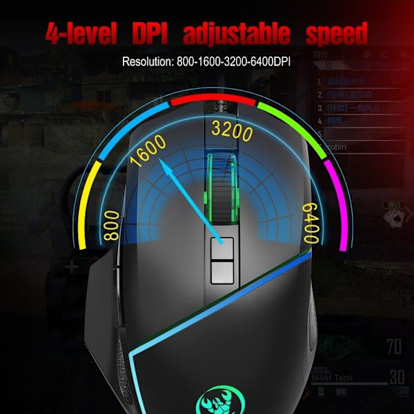 HXSJ  V100 + A876 Tangentbord och mus för gaming