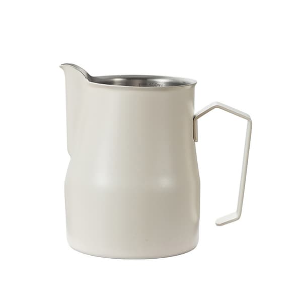 Hvid mælkekande i rustfrit stål 480 ml / mælkeskummekande med s