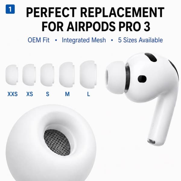 Silikone-ørepropper til AirPods Pro, 3 × 5 par, L·M·S·XS·XXS –