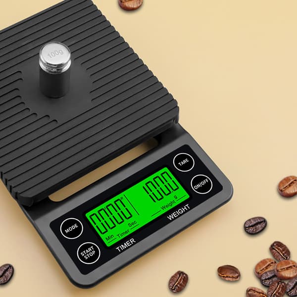 Kaffevåg med timer 5 kg / digital våg med 0,1 g precision / esp
