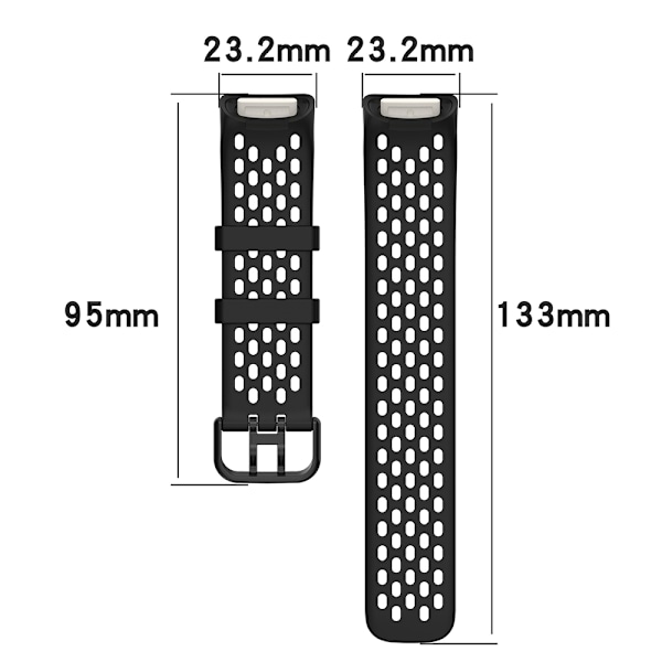 Silikoneurrem til Fitbit Charge 5 /6  - Sort