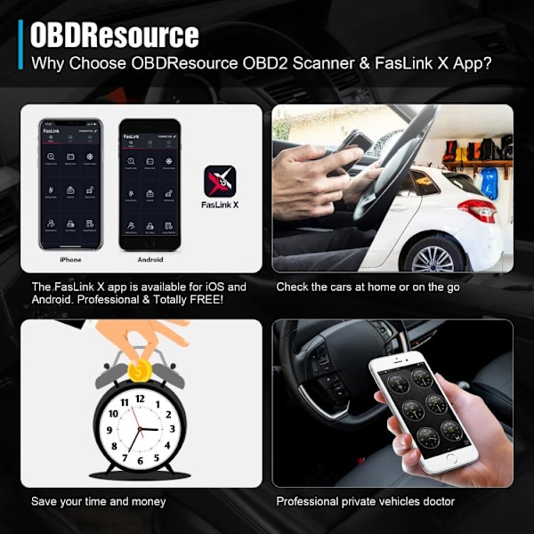 OBD ELM327 Bluetooth 4.2 bildiagnostik til Apple og Android