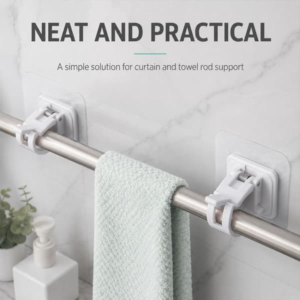 Borrfri teleskopgardinstång 30-50cm med clips 4-pack - Vit / Sp