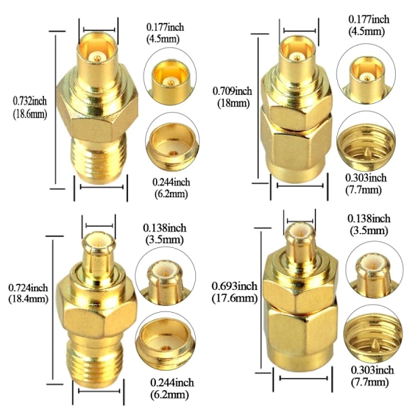 SMA til MCX-adapter - 4-pak