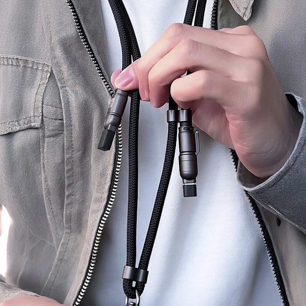 Dudao 4in1 USB-kabel og nøglesnor med USB, USB-C og Lightning P