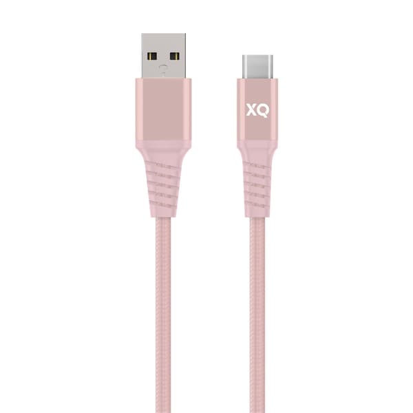 XQISIT Punottu USB-kaapeli - USB-C - USB 2m - vaaleanpunainen