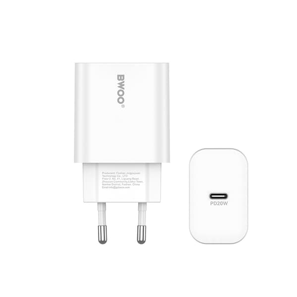 BWOO Vægoplader med PD 20W 1xUSB-C - Hvid