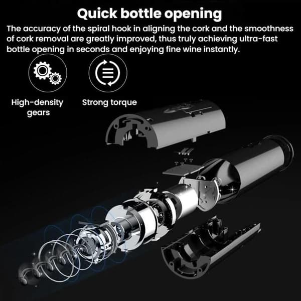 Elektrisk vinöppnare med kompakt design