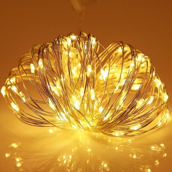 Ljusslinga / Led-slinga 10meter - 100st gula lampor