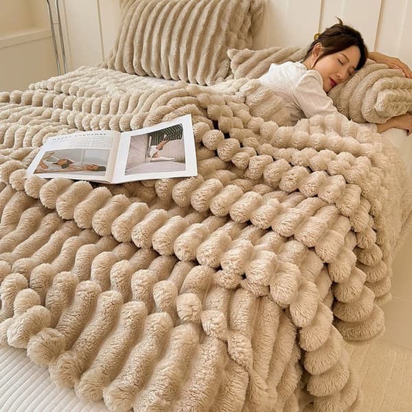 Gosig fleecetæppe 1,5x2m - Khaki