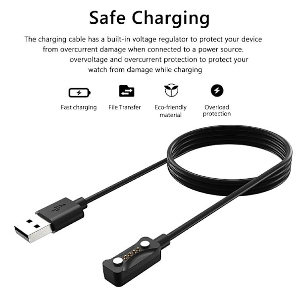 USB-opladerkabel til Polar Pacer Pro 1 m - Sort