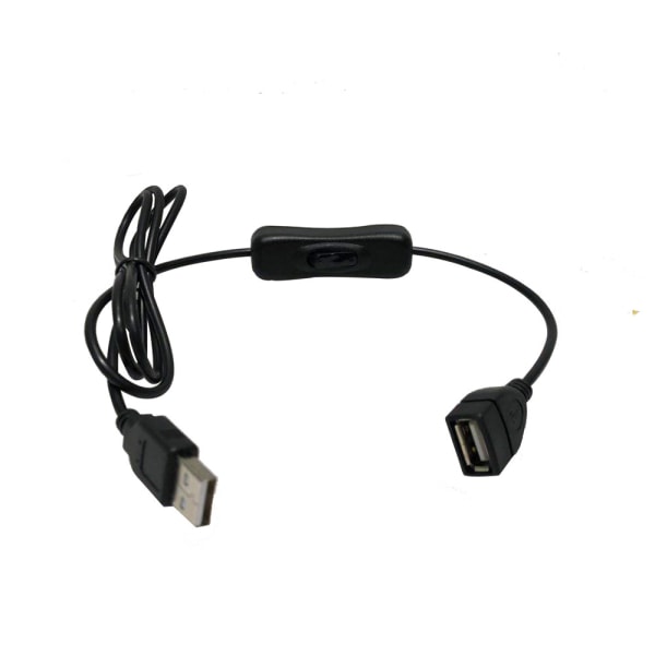 USB-kabel med strömbrytare – 28 cm, A-hane till A-hona