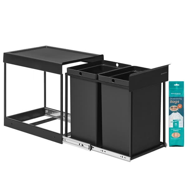 Utdragbar avfallssortering 2x20 L köksskåp / inbyggd sopsorteri