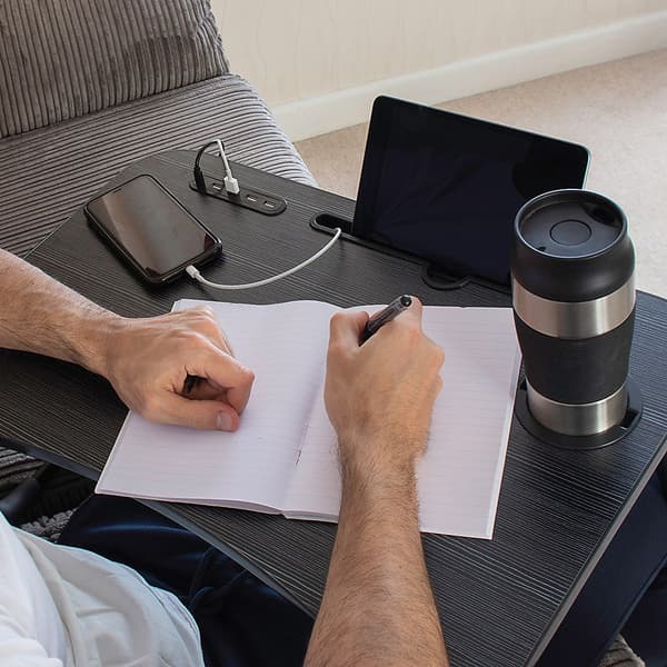 Hopfällbart laptopställ med USB-hubb och ergonomisk arbetshöjd