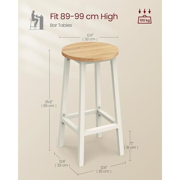 Barstole 65 cm sæt á 2 – Hvid/Eg
