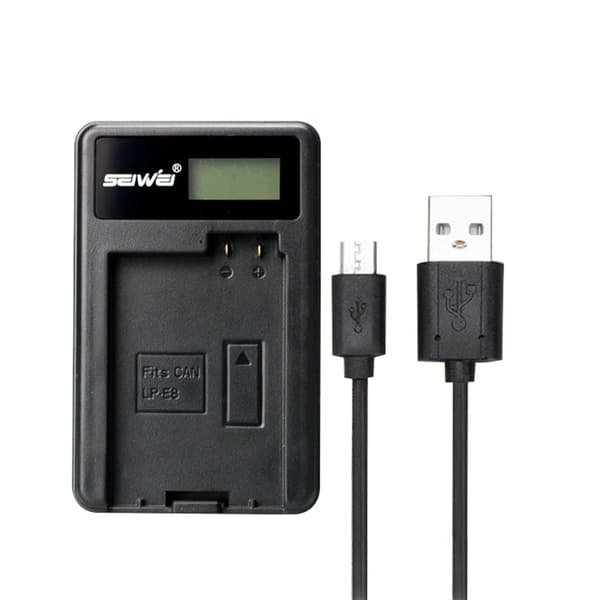 Canon LP-E8-USB-laturi, jossa on LCD-näyttö