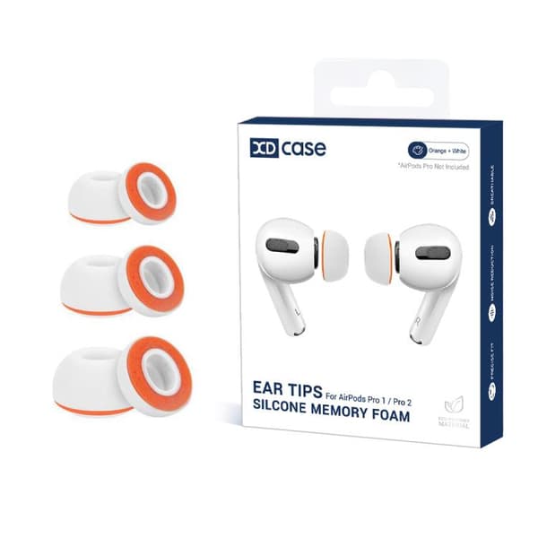Öronproppar till AirPods Pro 1 / 2 S/M/L - Vit/Orange