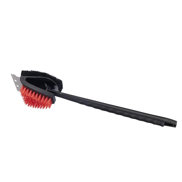 3-i-1 grillbørste 45 cm / nylon-grillbørste med skraber / grill