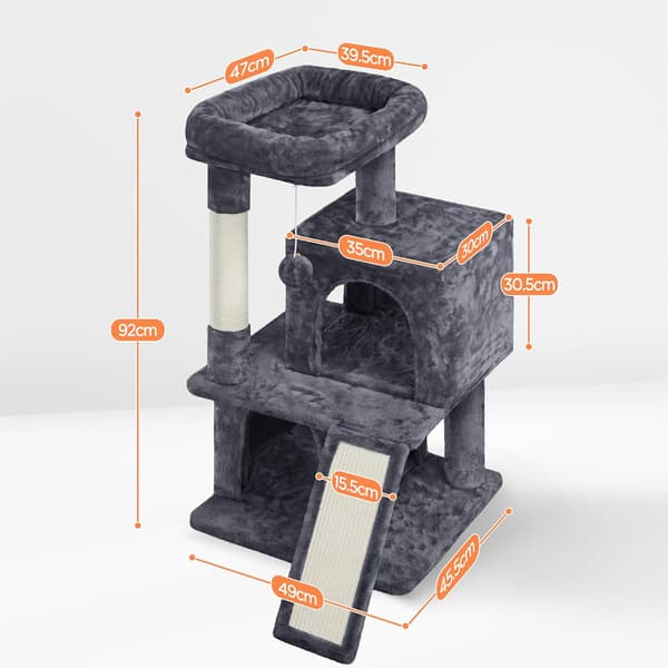 Kattetræ med 3 niveauer 49×45,5×91 cm / kradsetræ med 2 huler,