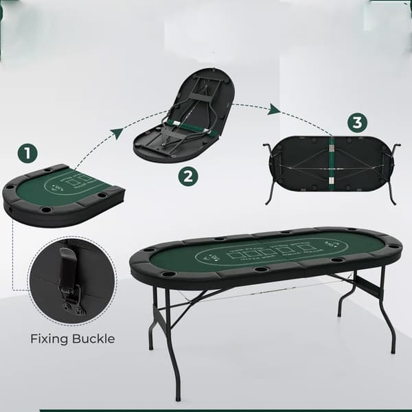 Fällbart pokerbord / casinobord för Texas Hold’em och blackjack