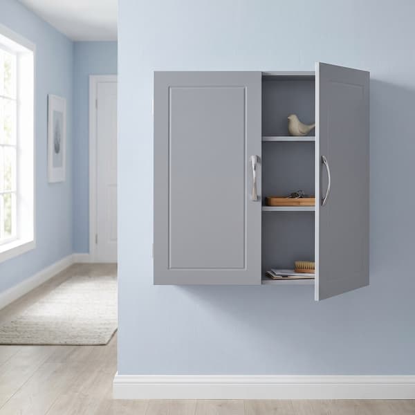 Vægskab med 2 døre, 60 x 18 x 60 cm – Grå/Hvid / Badeværelsessk