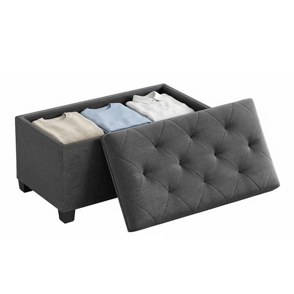 Mjuk Förvaringsbänk med sittdyna 76x40x40cm - Grå