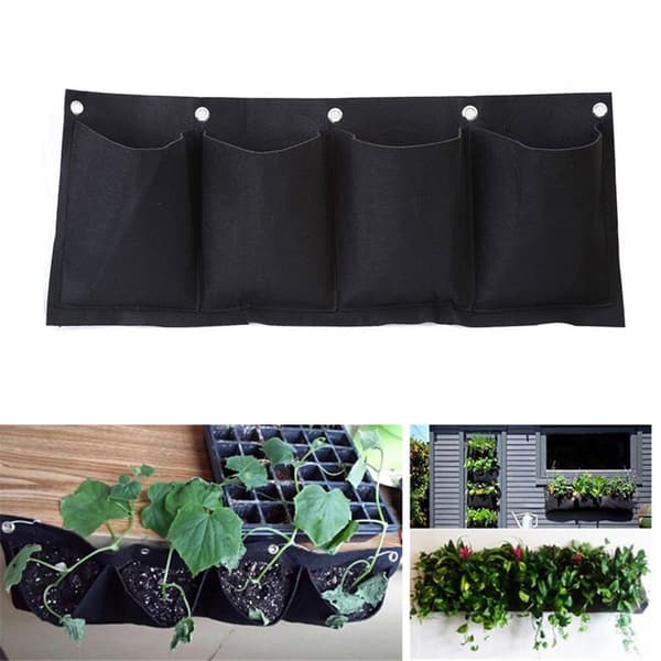 Odlingsvägg med 4 praktiska planteringsfickor 65 x 26 cm