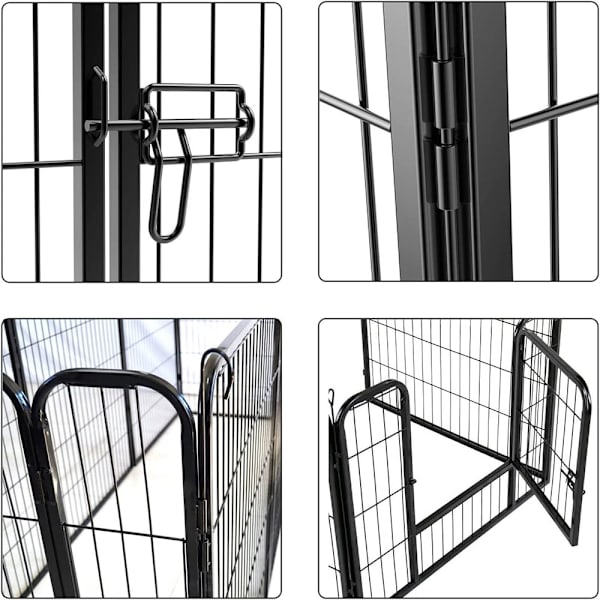 Koira-aitaus metallia ulos/sisälle - 8 osaa  ja portti