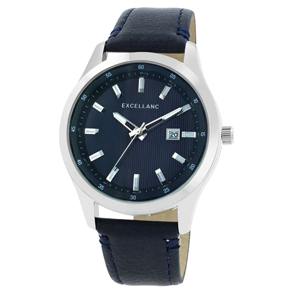 Excellanc Herreur 44 mm – blå urskive og kunstlæderrem