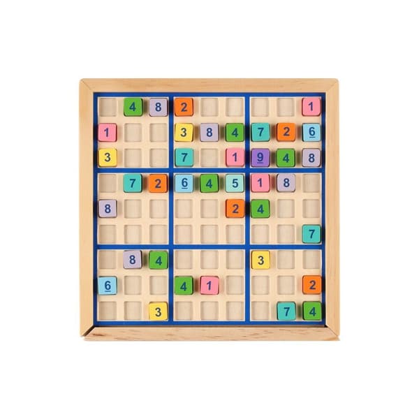 Sudoku i trä med 90 nummerbrickor och spelbok